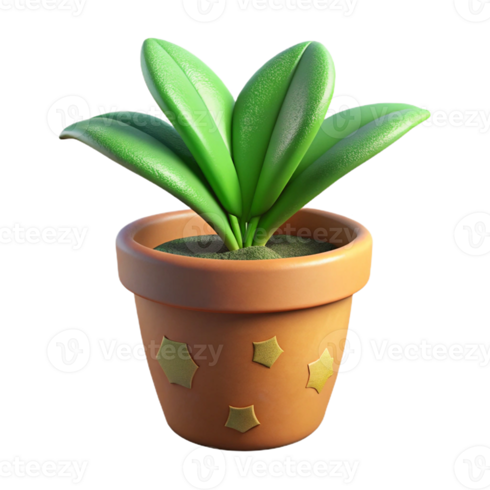 elegant rustic Green Plant in a Ceramic Pot Isolated on Transparent Background genuine png