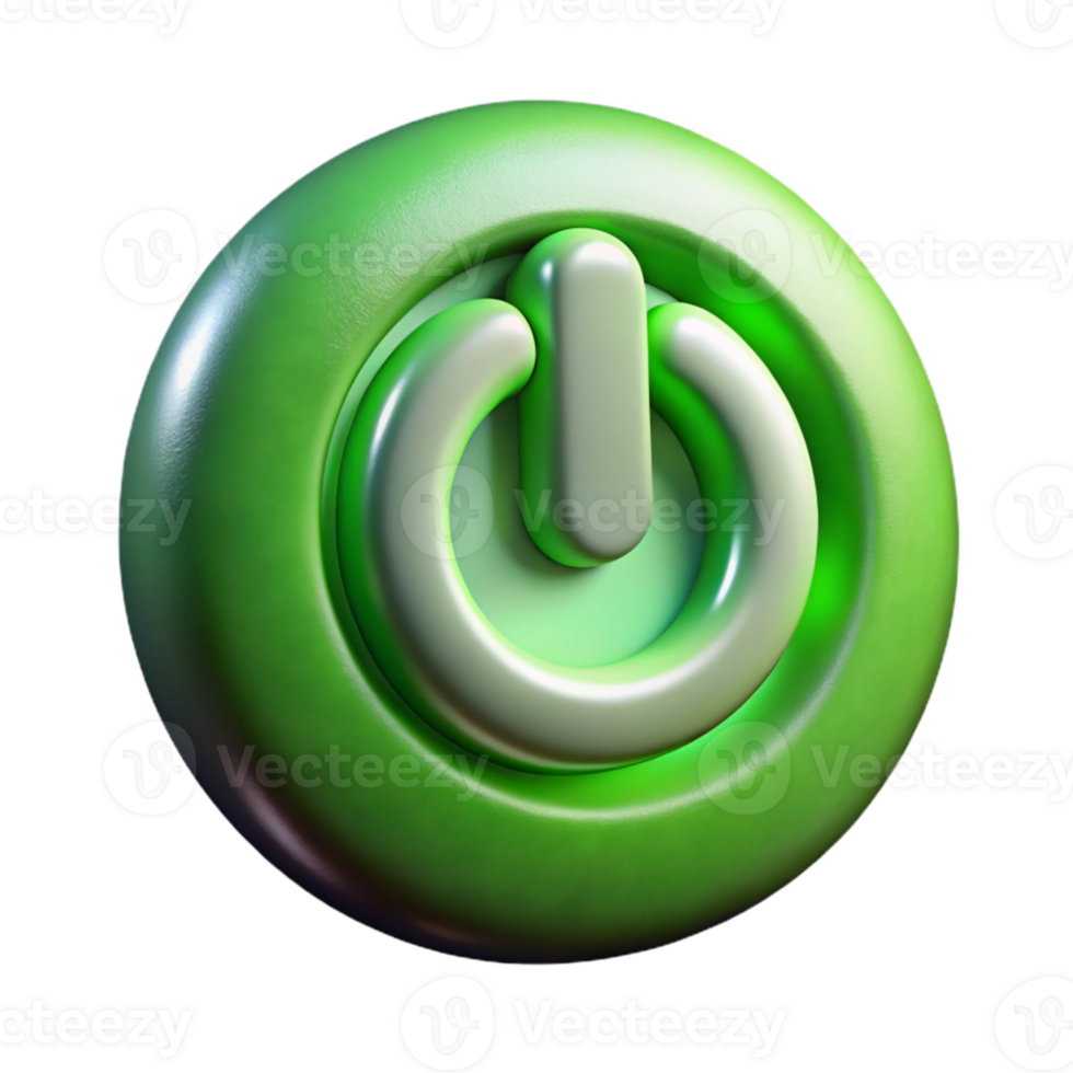 extraordinary minimalist Green Power Button Illuminated Cutout 4K png