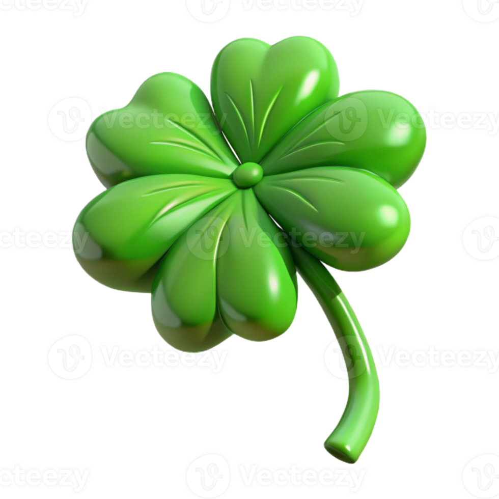 extraordinary abstract Green Shamrock Leaf Isolated with Stem high resolution png