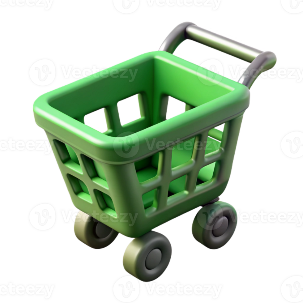 stunning contemporary Green Shopping Cart Icon with Shadow Transparent Background genuine png
