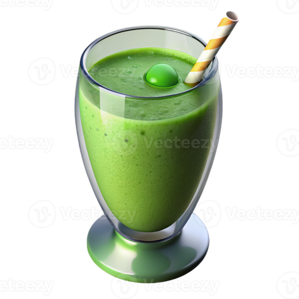 impressive abstract Green Smoothie in Glass Top View Isolated 4K png