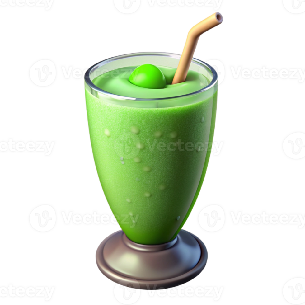 magnificent classic Green Smoothie in Glass Top View Isolated high quality png
