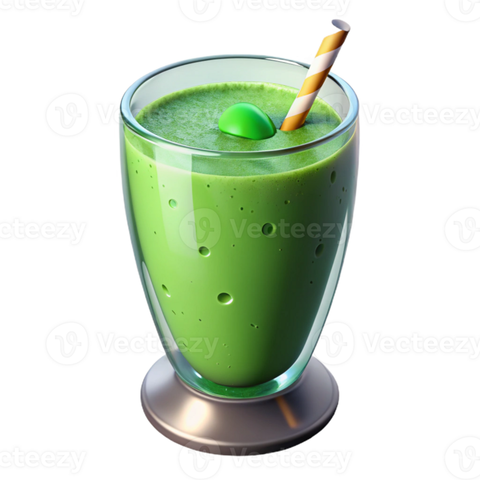 vibrant minimalist Green Smoothie in Glass Top View Isolated detailed png
