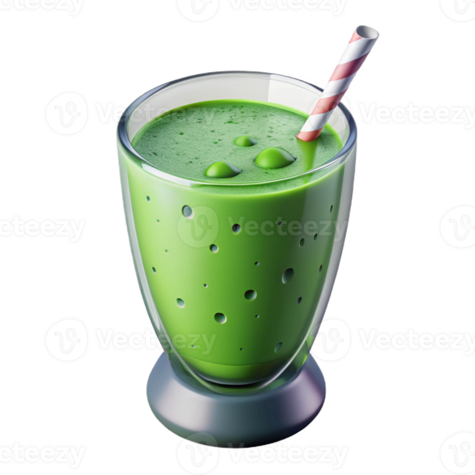 beautiful rustic Green Smoothie in Glass Top View Isolated detailed png