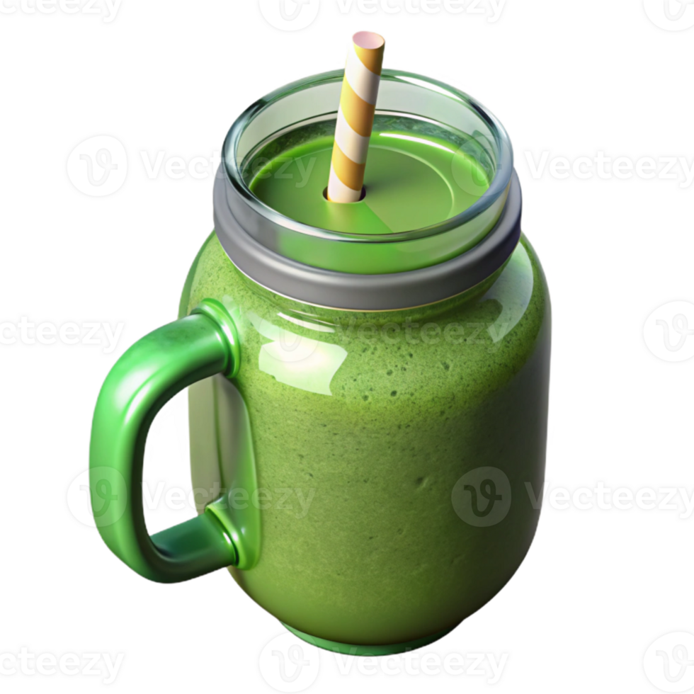 magnificent minimalist Green Smoothie in Glass Top View Isolated high resolution png