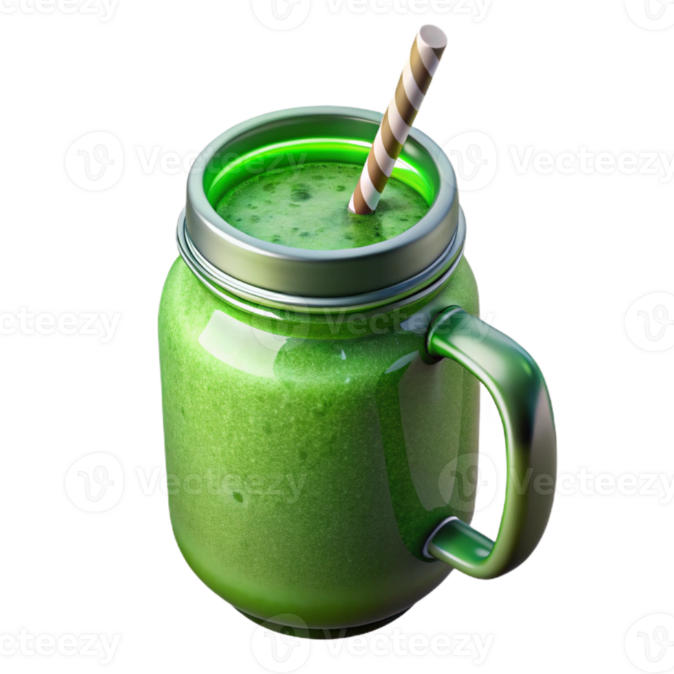 elegant modern Green Smoothie in Glass Top View Isolated premium png