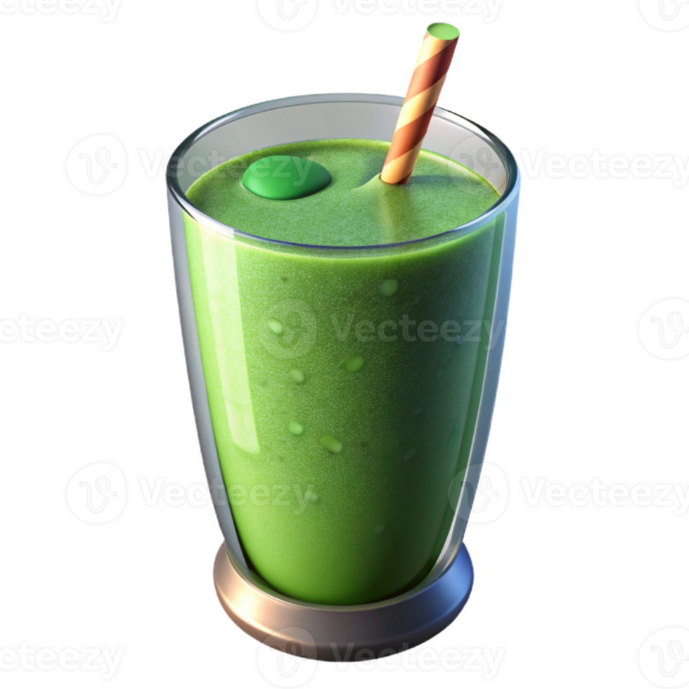 impressive modern Green Smoothie in Glass Top View Isolated 4K png