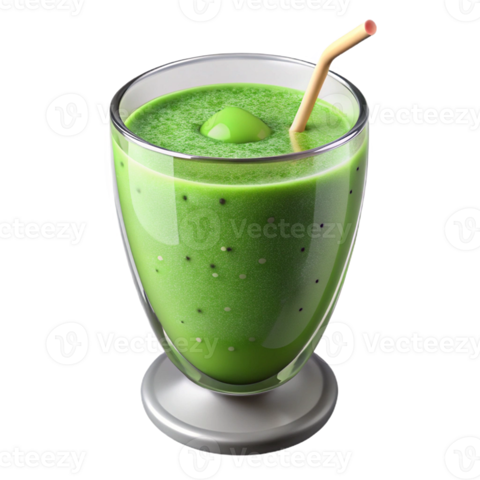 serene artistic Green Smoothie in Glass Top View Isolated 4K png