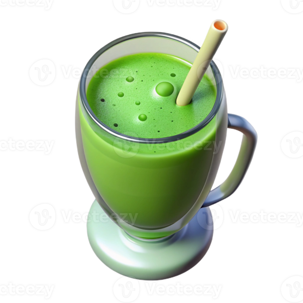 magnificent minimalist Green Smoothie in Glass Top View Isolated exclusive png