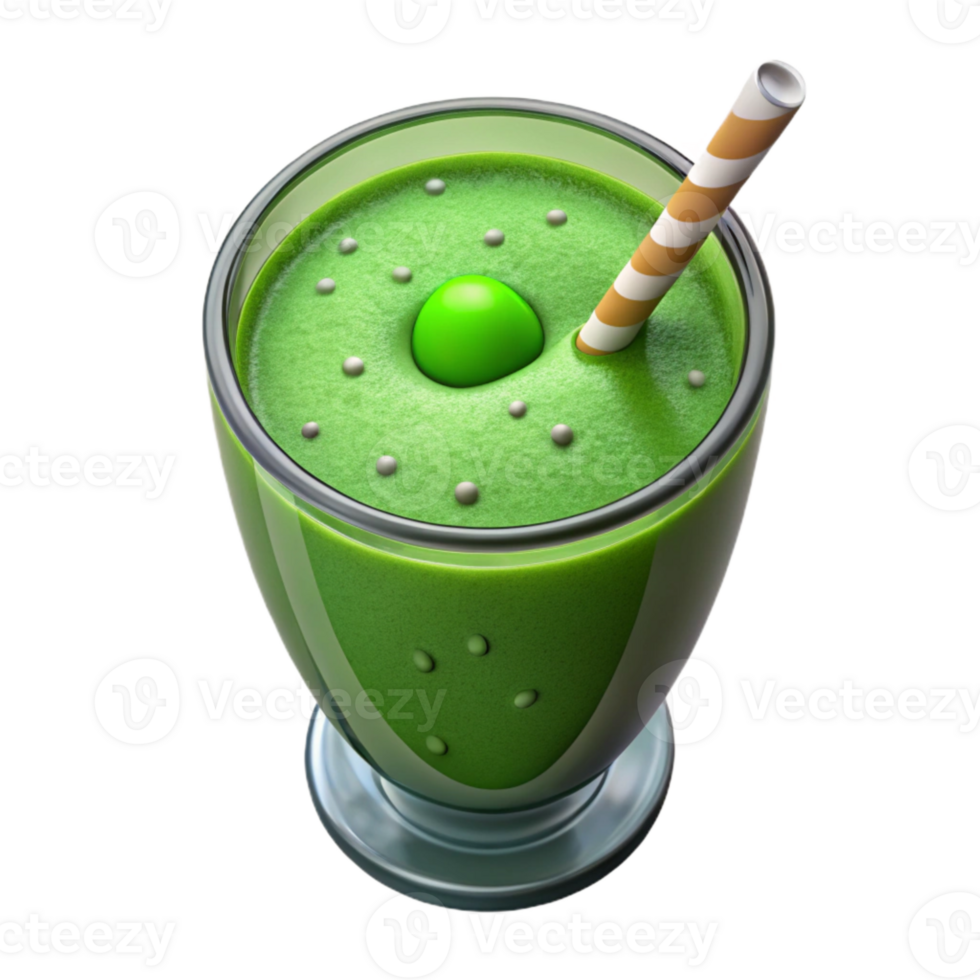 serene abstract Green Smoothie in Glass Top View Isolated exclusive png
