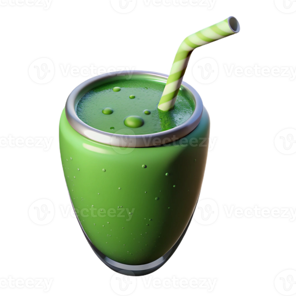 elegant creative Green Smoothie with Straw Isolated detailed png