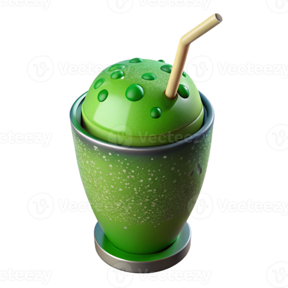 dramatic abstract Green Smoothie with Straw Isolated professional png
