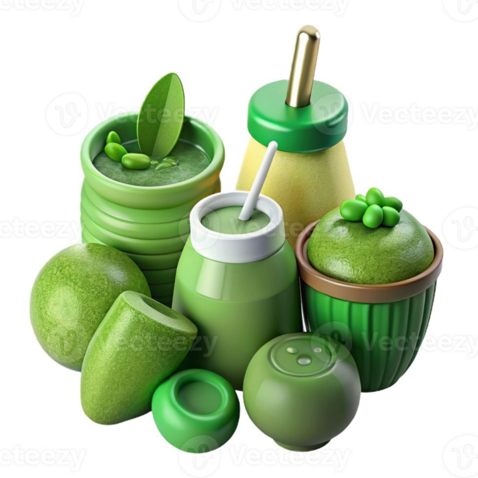 stunning creative Green Smoothie Ingredients Isolated on White detailed png