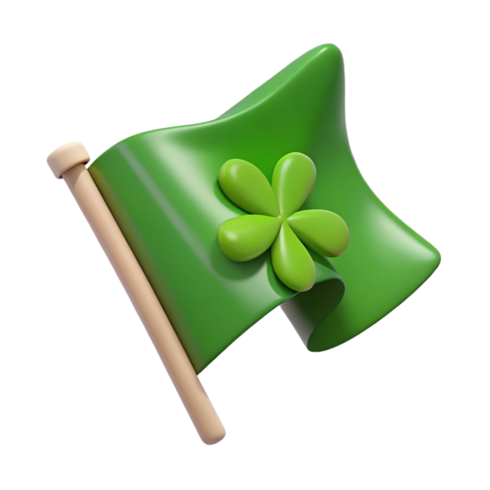wonderful minimalist Green St Patricks Day Shamrock Isolated on Transparent Background detailed png