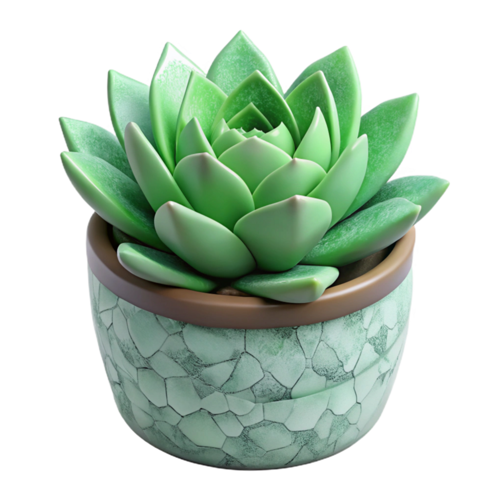 extraordinary rustic Green Succulent Plant in Pot Transparent Background detailed png