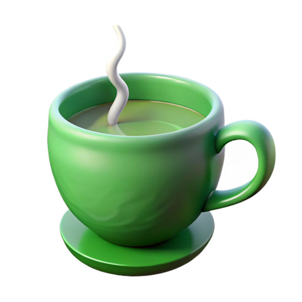 elegant modern Green Tea Cup Cutout with Steam on Transparent Background professional png