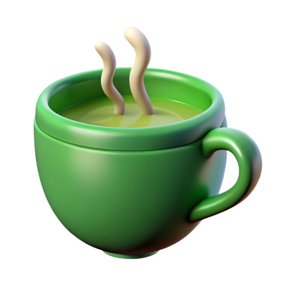 serene traditional Green Tea Cup with Steam Cutout Transparent Background original png