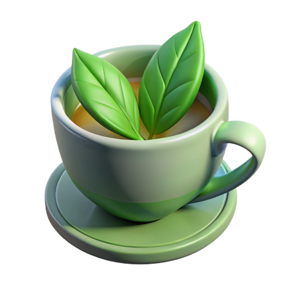 wonderful vintage Green Tea Leaves in Water Transparent Background high resolution png