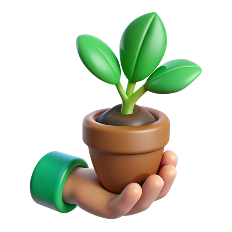 beautiful vintage Green Thumb Holding Plant Isolated original png