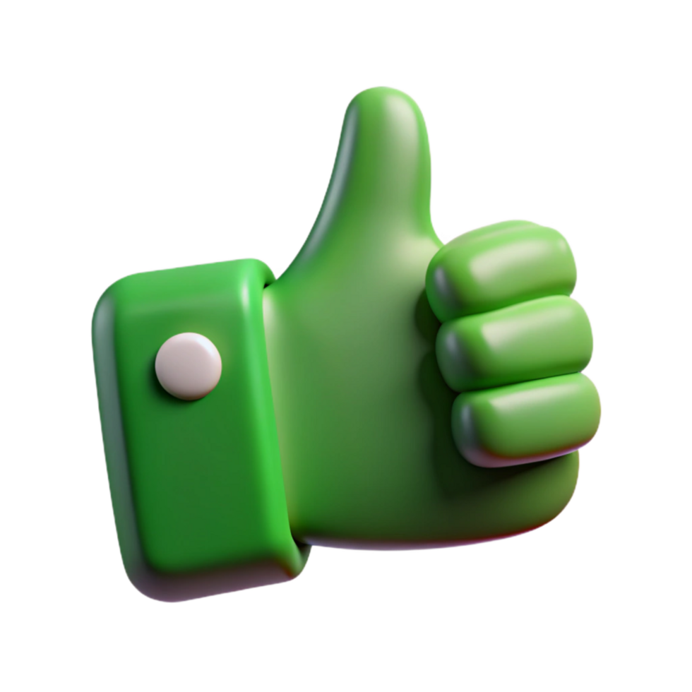 dramatic modern Green Thumbs Up Icon for Social Media Approval Cutout premium png