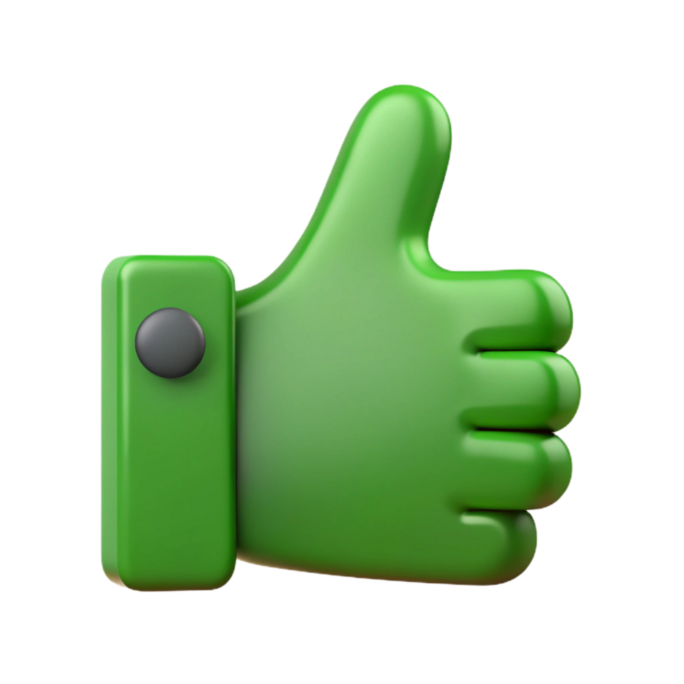 serene classic Green Thumb Up Icon Flat Design Isolated 4K png