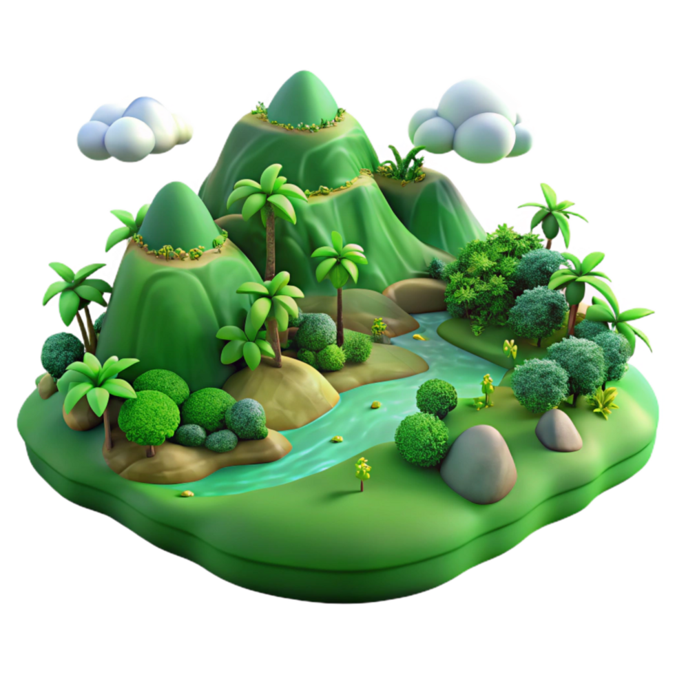 extraordinary creative Green Valley Transparent Background with Lush Vegetation high resolution png