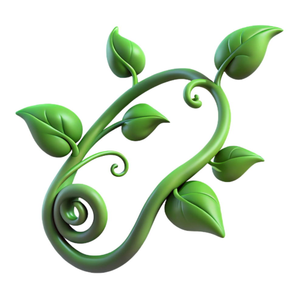 stunning vintage Green Vine with Leaves Curled Design Transparent Background detailed png