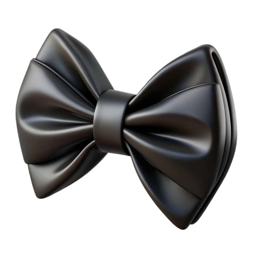 elegant vintage Groom Bow Tie Black Satin Pre Tied Isolated 4K png