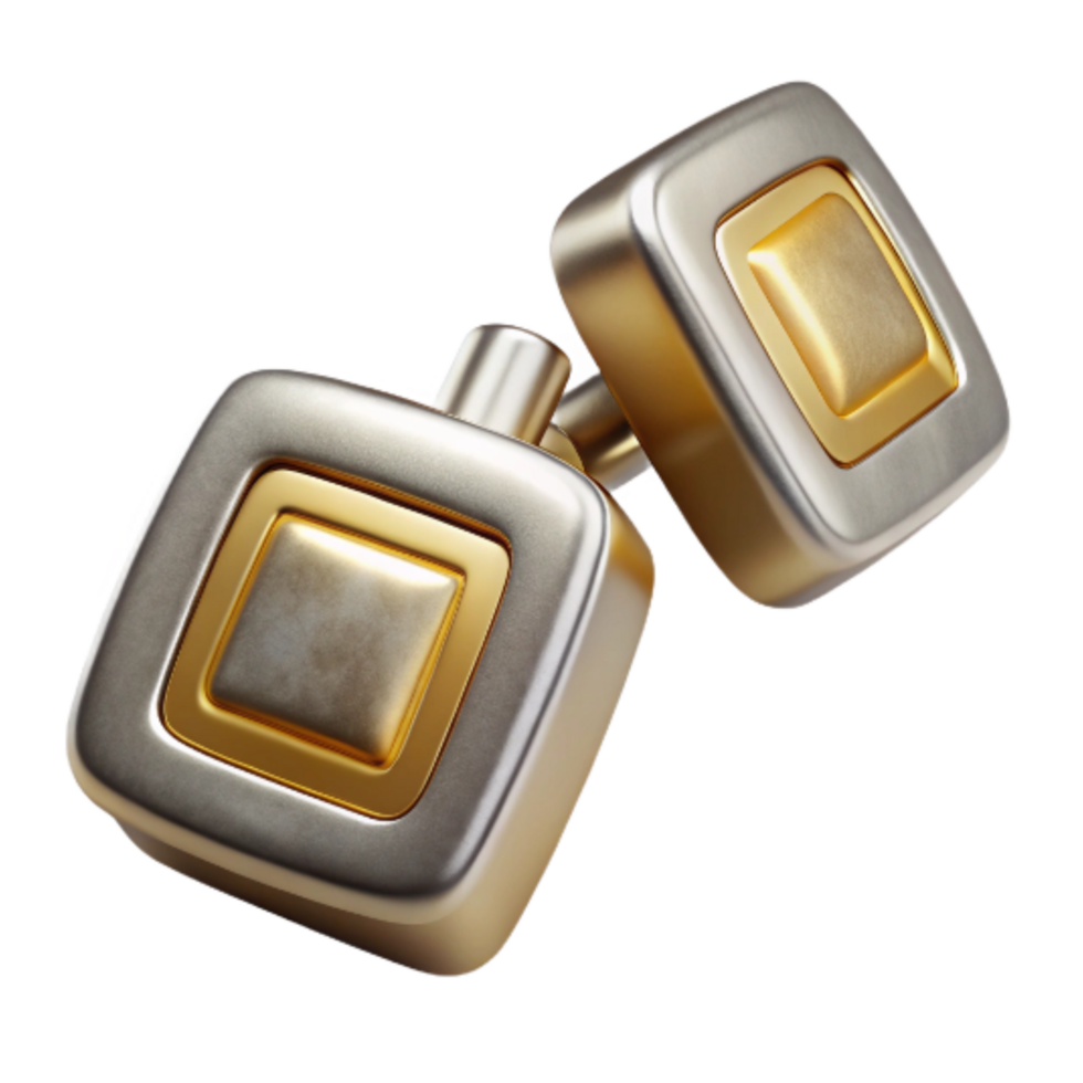 magnificent contemporary Groom Cufflinks Gold Square Design Isolated exclusive png