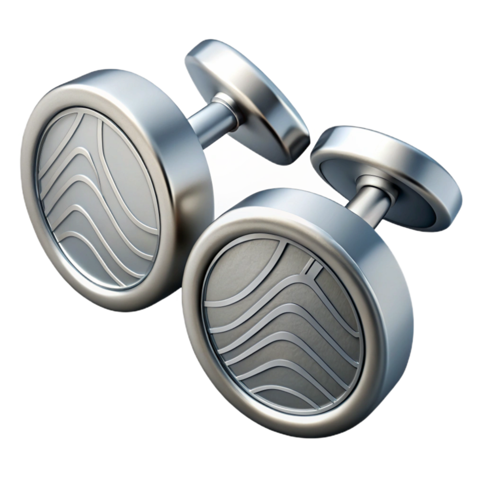 extraordinary abstract Groom Cufflinks Silver Engraved Design Transparent Background professional png