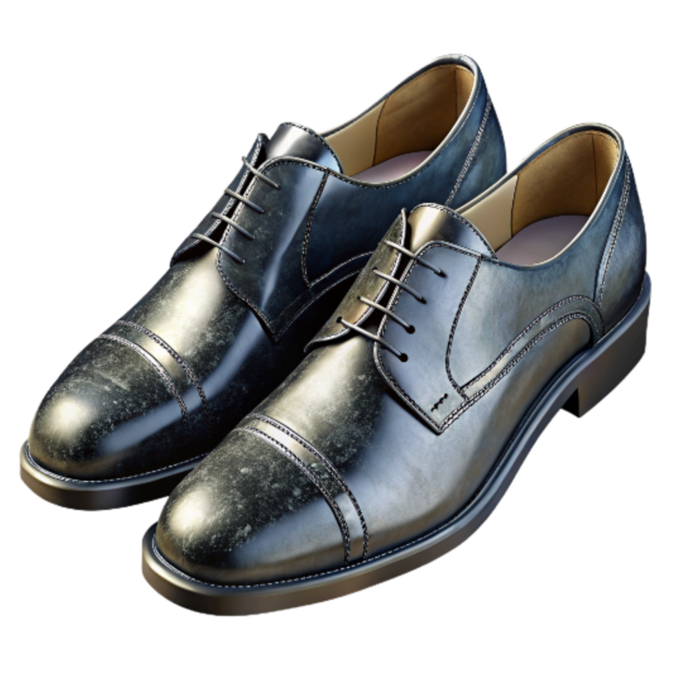 serene contemporary Groom Shoes Black Leather Polished Isolated high resolution png
