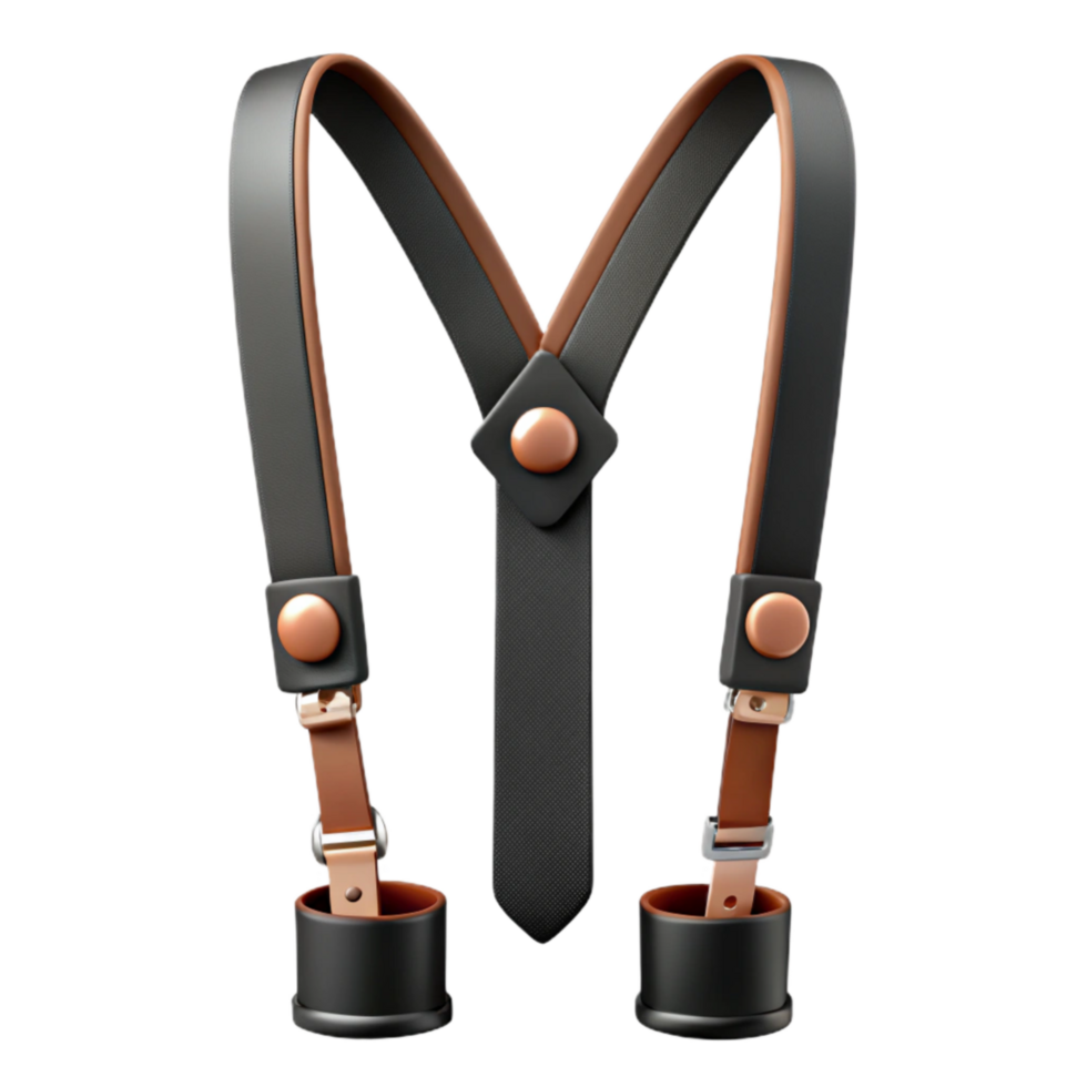 elegant vintage Groom Suspenders Black Elastic Button Attachment Isolated high quality png