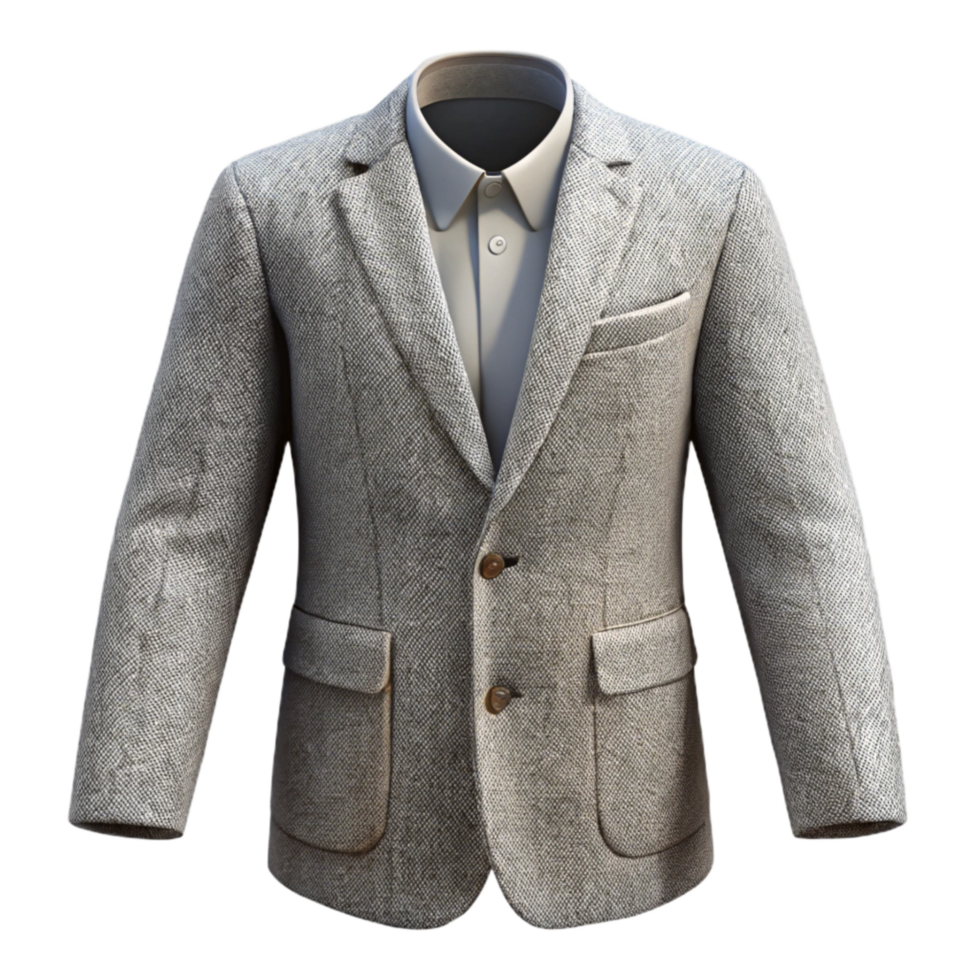 elegant modern Groom Suit Jacket Gray Tweed Pattern Isolated authentic png