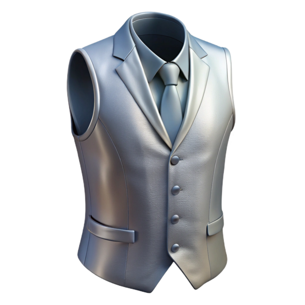 stunning vintage Groom Vest Gray Silk Buttoned Isolated genuine png
