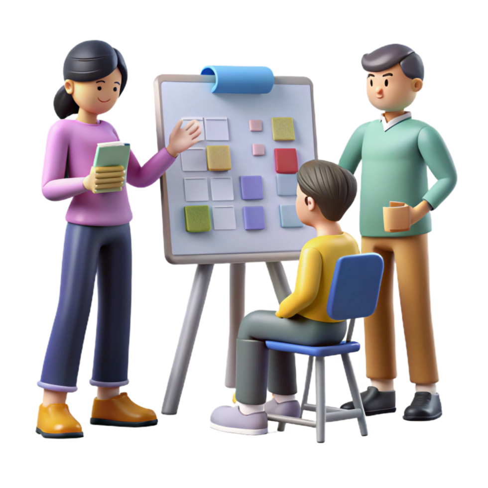 elegant minimalist Group Discussion Around a Whiteboard Transparent authentic png