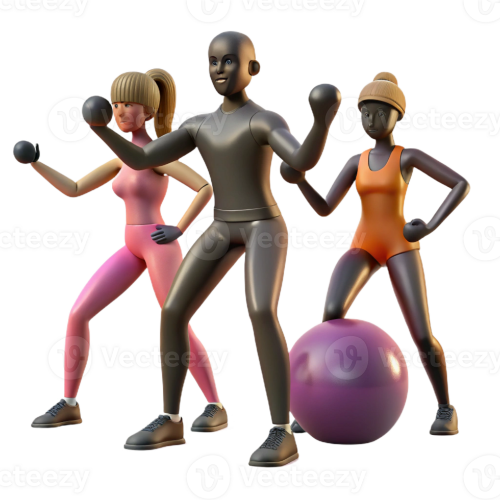 impressive minimalist Group Fitness Class Silhouette Transparent Background professional png