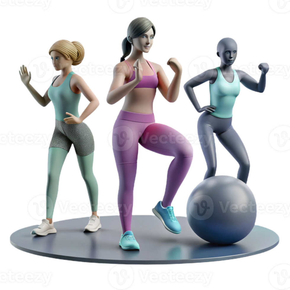 serene creative Group Fitness Class Silhouette Transparent Background professional png