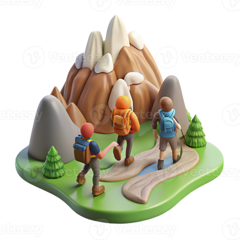 extraordinary abstract Group Hiking Up Mountain Trail Cutout high quality png