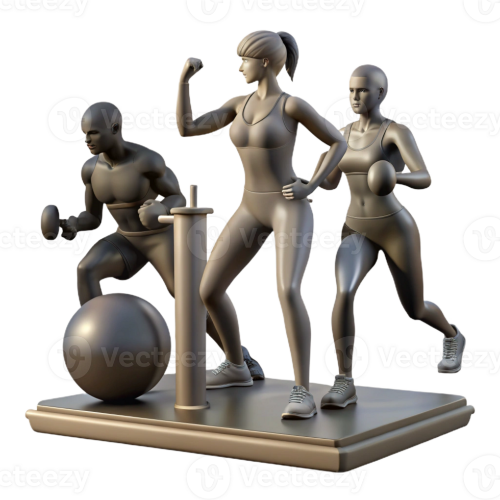 beautiful rustic Group Fitness Class Silhouette Transparent Background 4K png