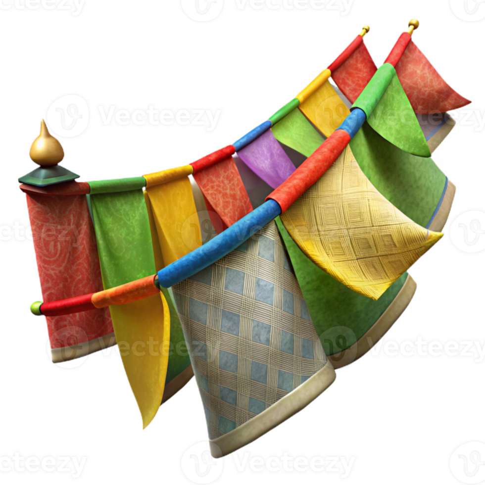 wonderful modern Group of Colorful Prayer Flags Cutout 4K png