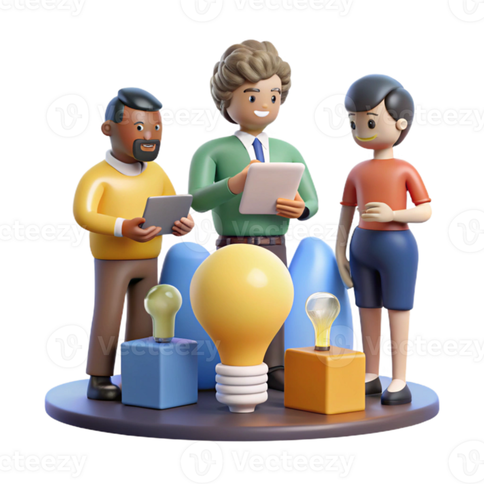 elegant classic Group of Diverse Entrepreneurs Brainstorming Cutout Element high resolution png