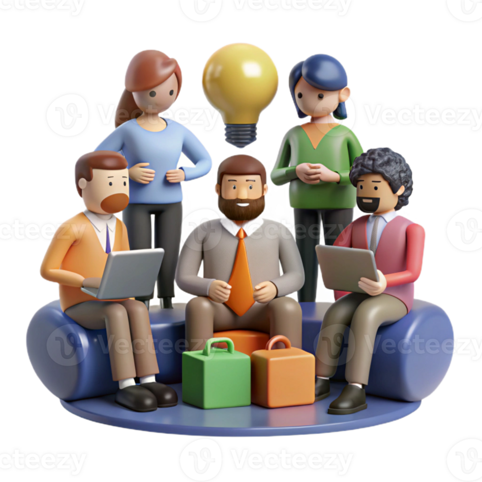 impressive minimalist Group of Diverse Entrepreneurs Brainstorming Cutout Element high quality png