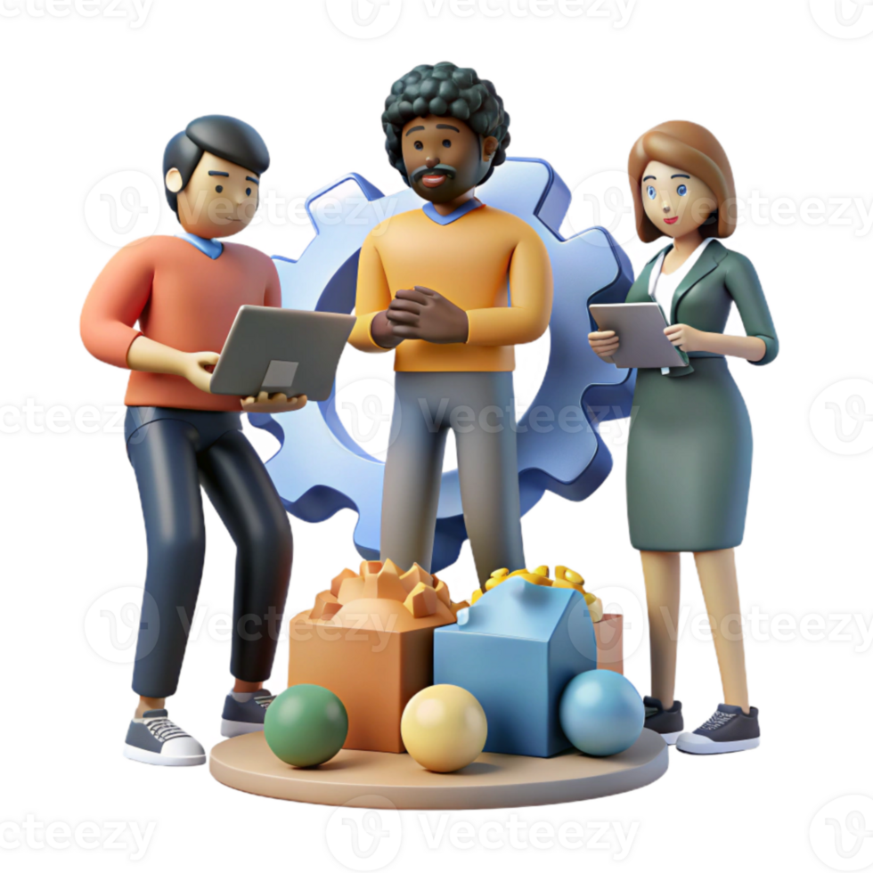 beautiful artistic Group of Diverse Entrepreneurs Brainstorming Cutout Element 4K png