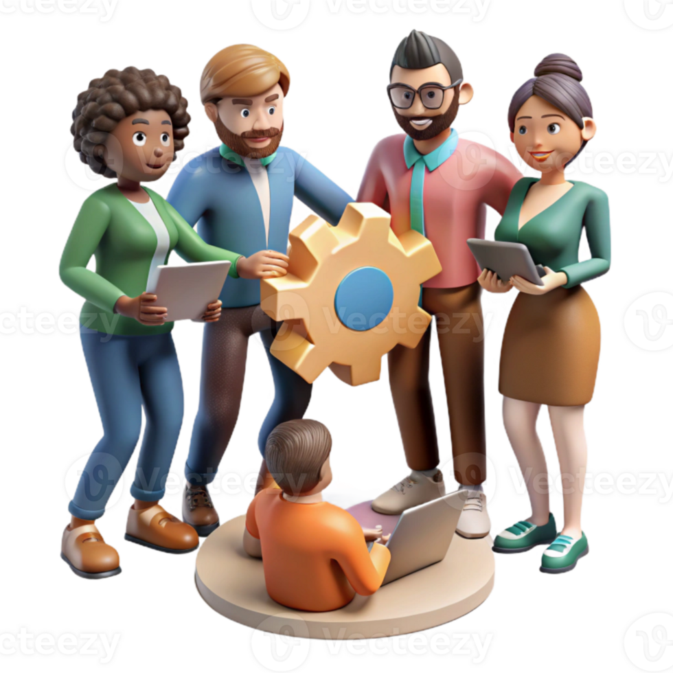 dramatic vintage Group of Diverse Entrepreneurs Brainstorming Cutout Element genuine png