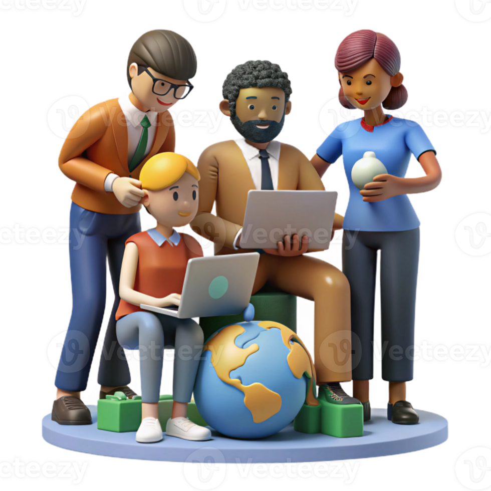 serene vintage Group of Diverse People Working Together Cutout high quality png