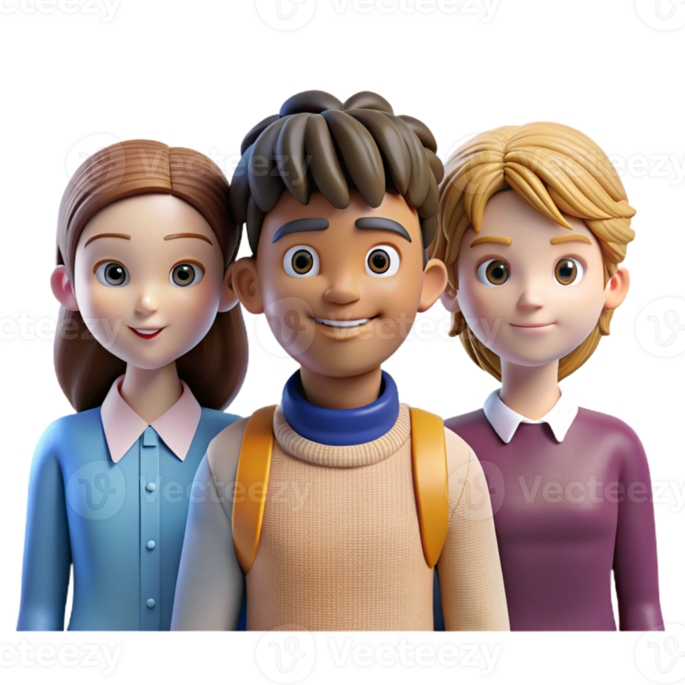 dramatic abstract Group of Diverse Students Front View Isolated original png