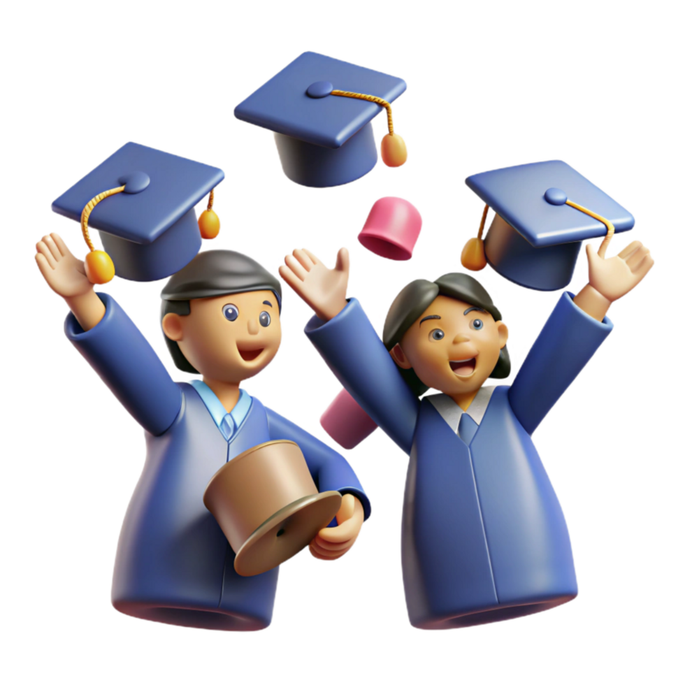 vibrant rustic Group of Graduates Throwing Caps in the Air Cutout high resolution png