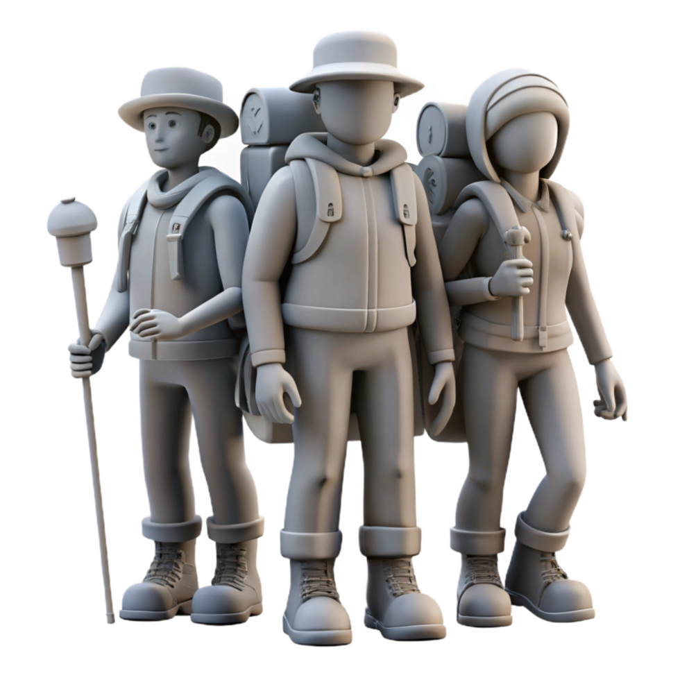 elegant classic Group of Hikers Silhouette Cutout authentic png