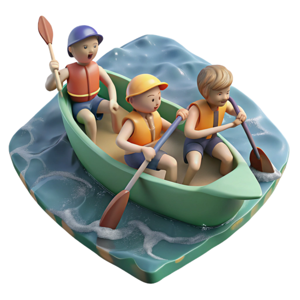 extraordinary abstract Group of People Canoeing on Lake Cutout professional png