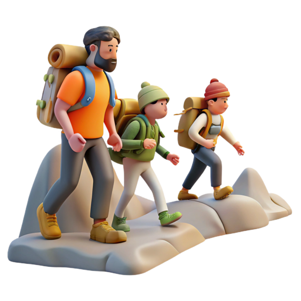 beautiful vintage Group of People Hiking Through Jungle Isolated detailed png